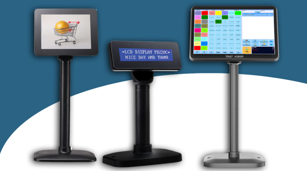 Customer-facing display screens for Pharmacy POS systems, enhancing checkout experience and communication